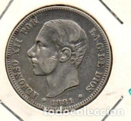 Monedas de Espa&ntilde;a: ALFONSO XII DOS PESETAS 1881 *81 MSM PLATA BONITA PIEZA