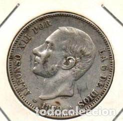 Monedas de Espa&ntilde;a: ALFONSO XII DOS PESETAS 1879 *79 EMM PLATA BONITA PIEZA