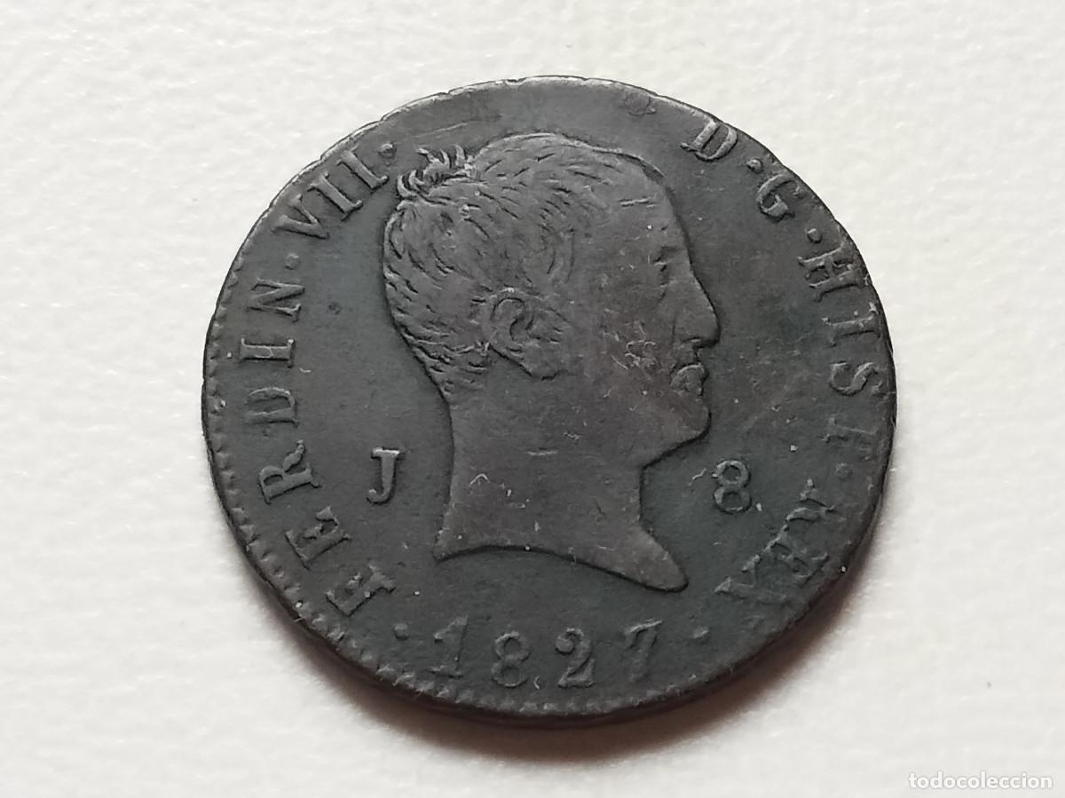 Monedas de Espa&ntilde;a: FERNANDO VII 8 MARAVED&Iacute;S 1827 JUBIA MBC