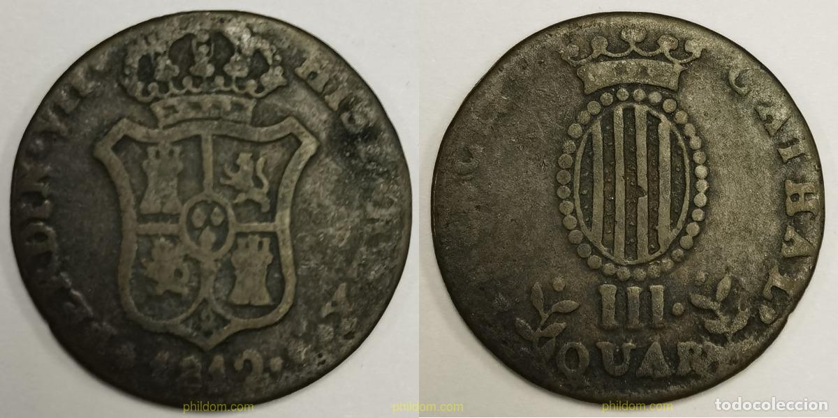 Monedas de Espa&ntilde;a: 2216 ESPA&Ntilde;A 1812 FERNANDO VII 1812 III QUARTOS COBRE