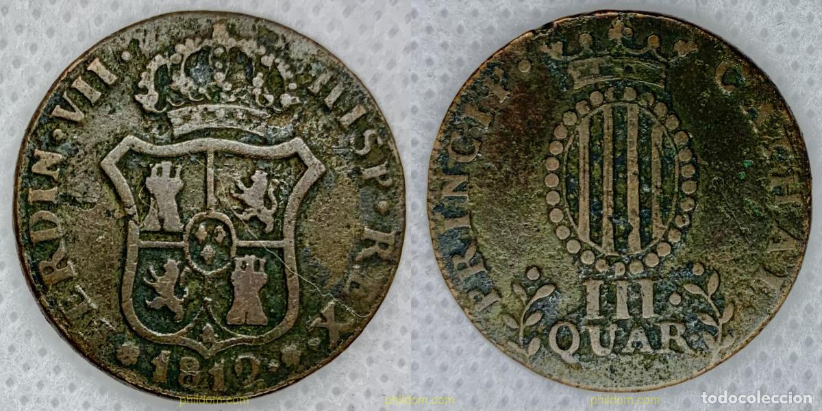 Monedas de Espa&ntilde;a: 2478 ESPA&Ntilde;A 1812 FERNANDO VII 1812 III QUARTOS COBRE