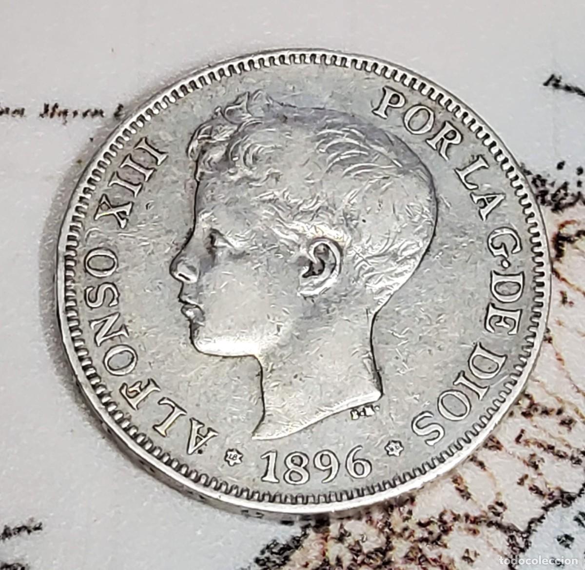 Monedas de Espa&ntilde;a: 5 pesetas de Espa&ntilde;a de 1896 estrella 96 PGV. EXTRAORDINARIO ESTADO