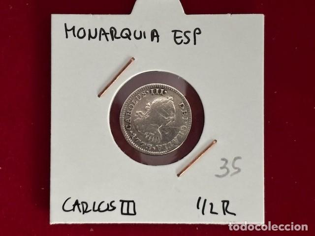 Monedas de Espa&ntilde;a: Carlos III, medio real 1773 Mexico