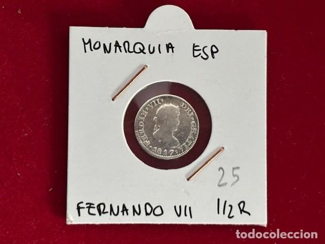 Monedas de Espa&ntilde;a: Fernando VII, medio Real Mejico 1817,