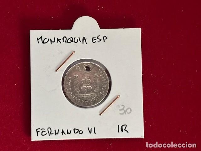 Monedas de Espa&ntilde;a: Fernando VI, 1 Real Lima 1757, perforado - Foto 1