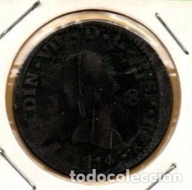 Monedas de Espa&ntilde;a: FERNANDO VII 8 MARAVEDIS 1814 JUBIA BC