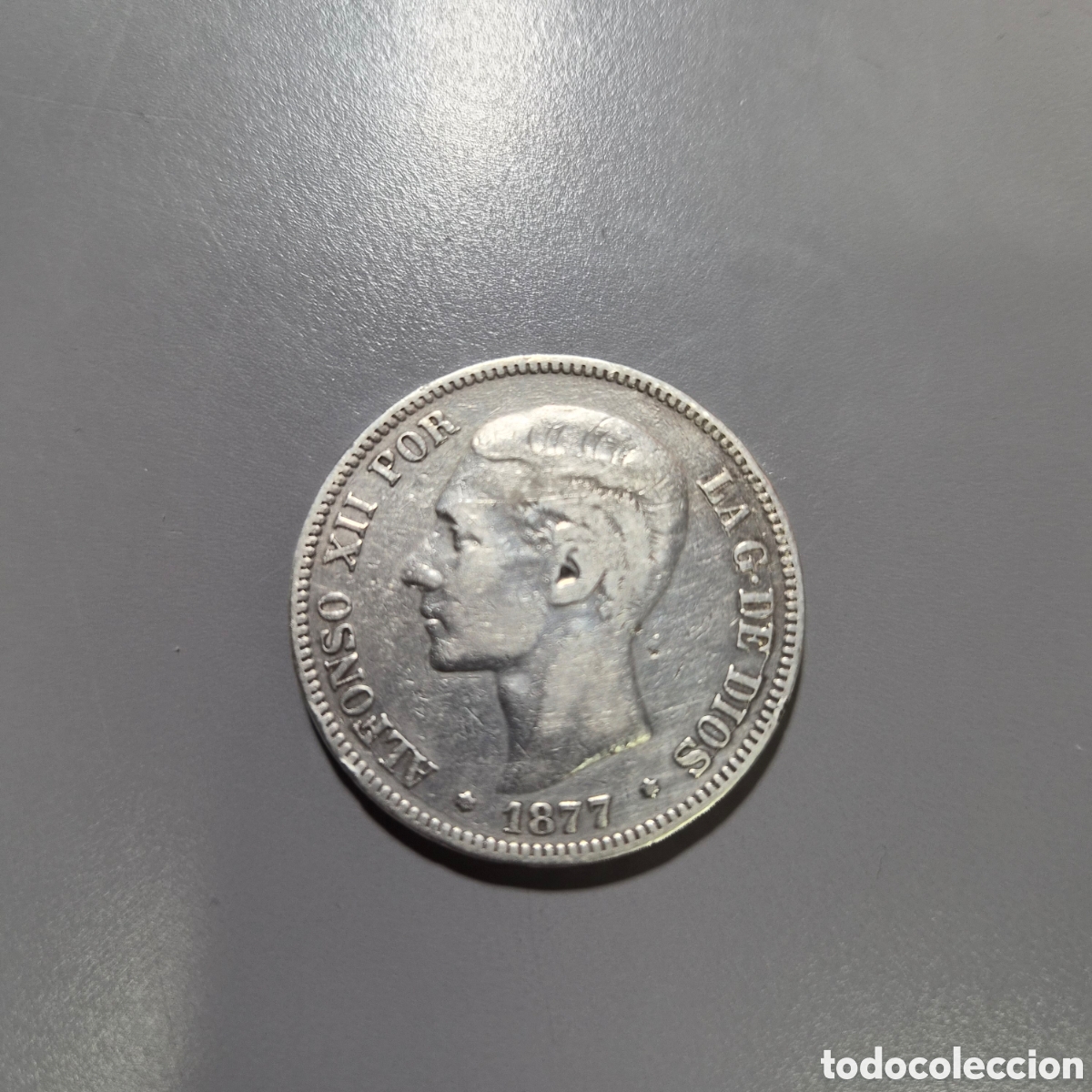 Monedas de Espa&ntilde;a: Moneda 5 pesetas Alfonso XII de plata a&ntilde;o 1877