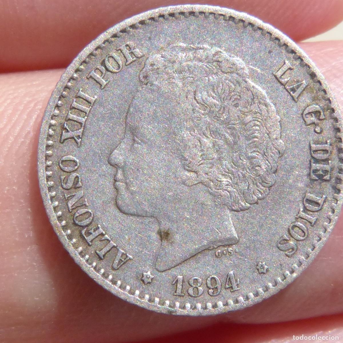 Monedas de Espa&ntilde;a: 50 centimos 1894, estrellas legibles 9* 4*, pgv, 2,49gr.