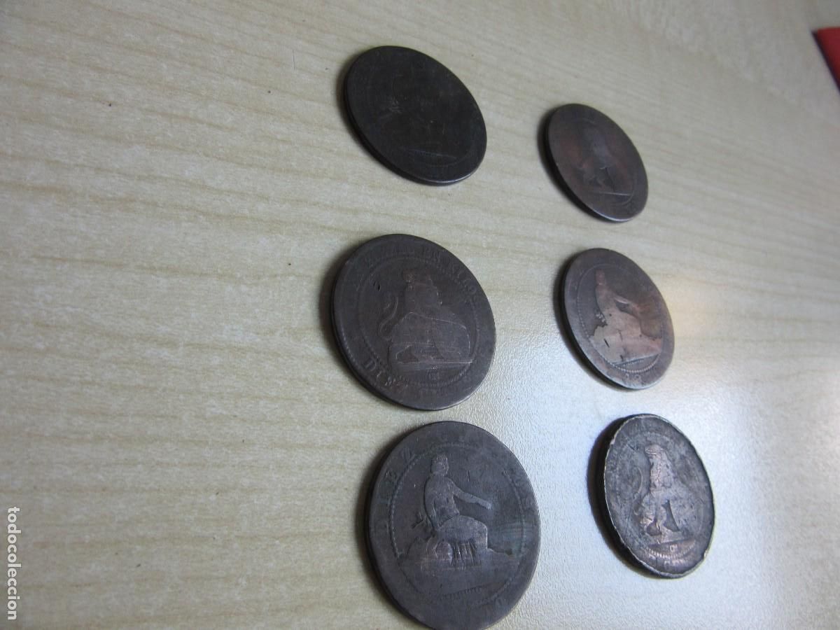 Monedas de Espa&ntilde;a: 6 monedas de cobre de 10 c&eacute;ntimos del Gobierno Provisional 1870