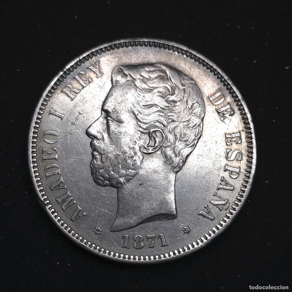 Monedas de Espa&ntilde;a: MONEDA PLATA ESPA&Ntilde;A 5 PESETAS AMADEO I 1871 *18-71*