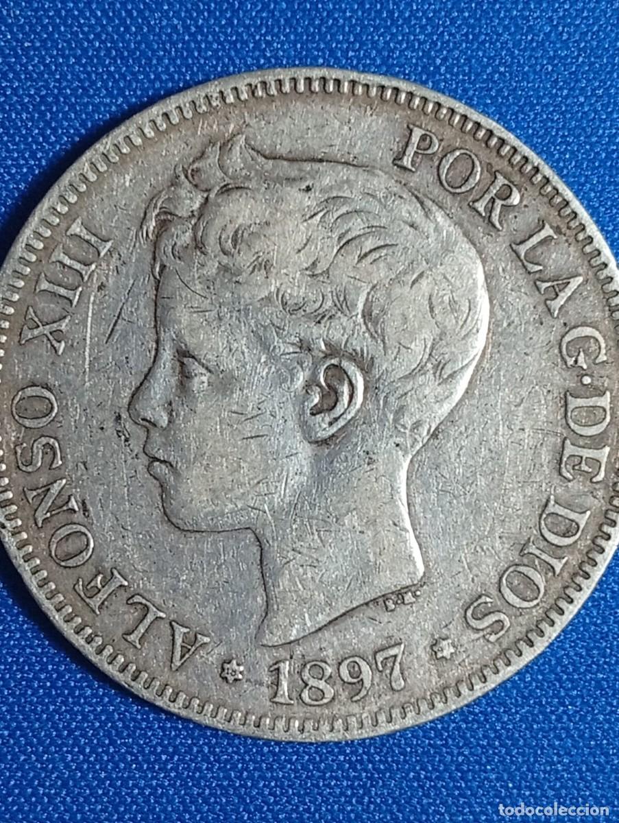 Monedas de Espa&ntilde;a: Moneda plata 5 ptas. Alfonso 1897