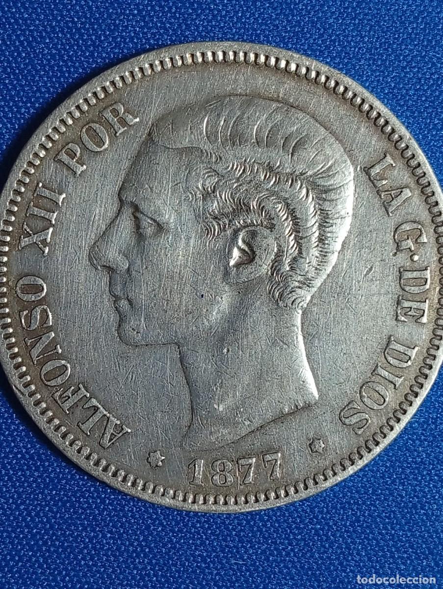 Monedas de Espa&ntilde;a: Moneda plata 5 ptas. Alfonso XII 1877