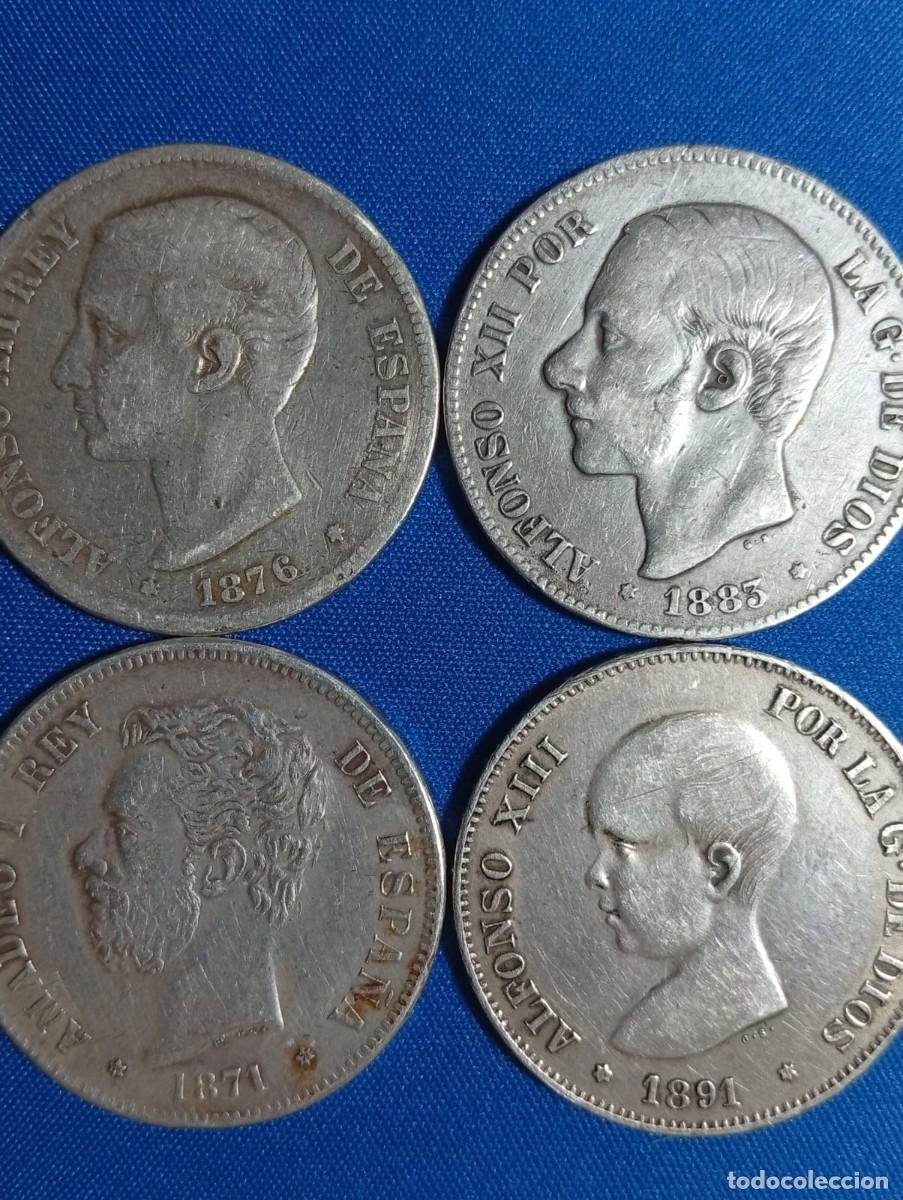 Monedas de Espa&ntilde;a: 4 Monedas plata 5 ptas. Varios a&ntilde;os ( Precio spot )