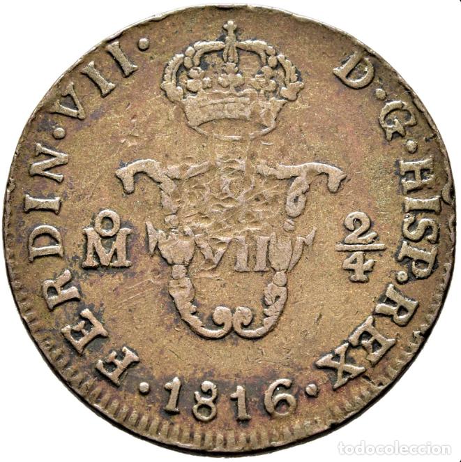 Monedas de Espa&ntilde;a: FERNANDO VII. 2/4 de Tlaco (Real). M&eacute;xico. 1816