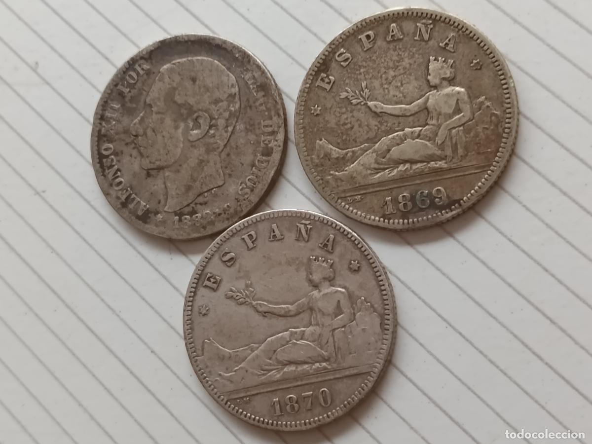 Monedas de Espa&ntilde;a: 3 monedas de 2 pesetas de plata