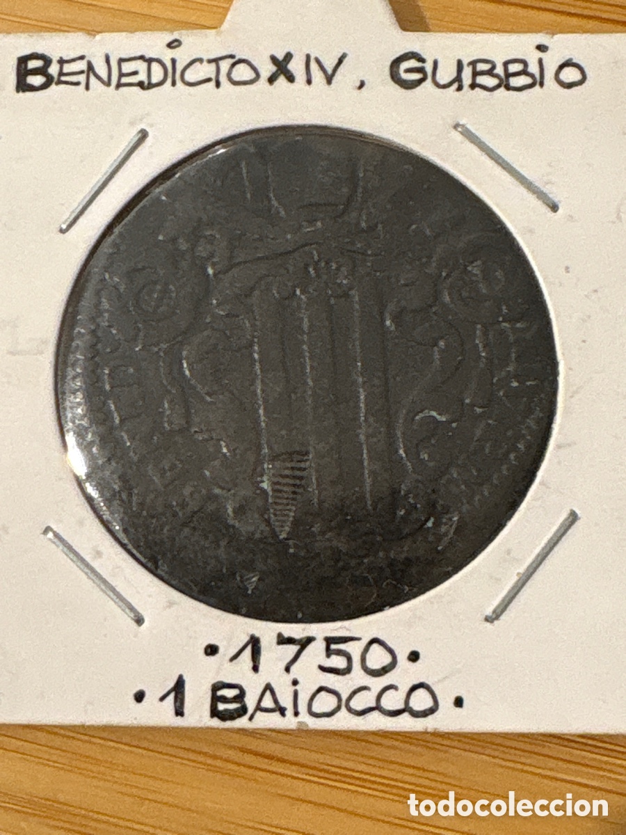 Monedas de Espa&ntilde;a: Moneda 1 Baiocco 1750, Benedicto XIV, Gubbio (A5)
