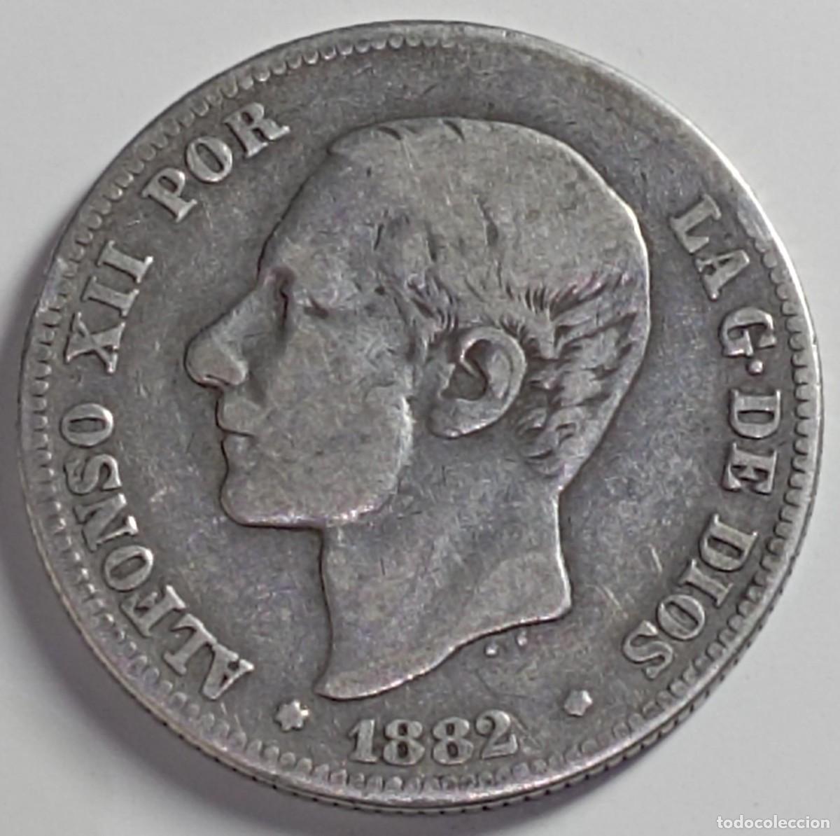 Monedas de Espa&ntilde;a: Moneda de Espa&ntilde;a 2 pesetas Alfonso XII de 1882 de plata