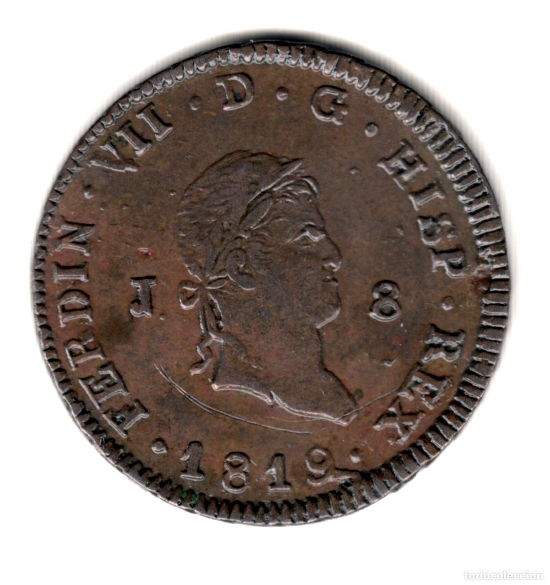 Monedas de Espa&ntilde;a: ESPA&Ntilde;A 8 maravedis 1818 ceca de Jubia - Rey Fernando VII