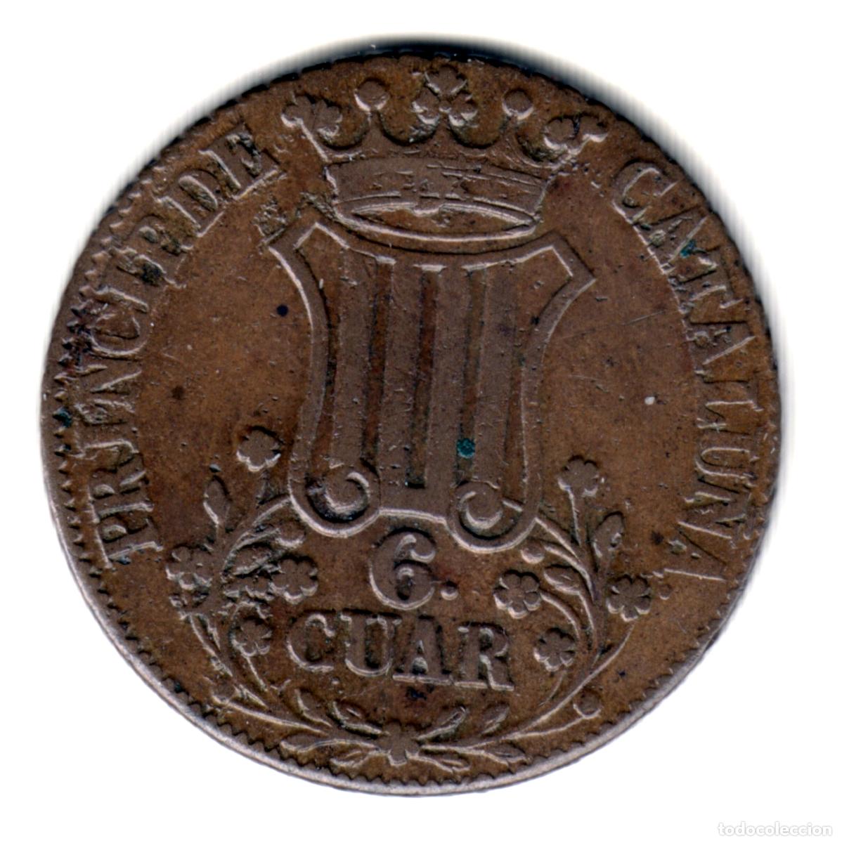 Monedas de Espa&ntilde;a: ESPA&Ntilde;A 6 cuartos cobre 1838 CATALU&Ntilde;A - Reina Isabel II