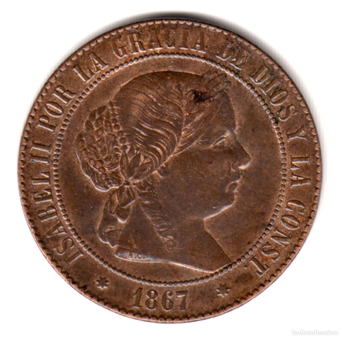 Monedas de Espa&ntilde;a: ESPA&Ntilde;A 5 centimos de escudo 1867 Sevilla - Reina Isabel II