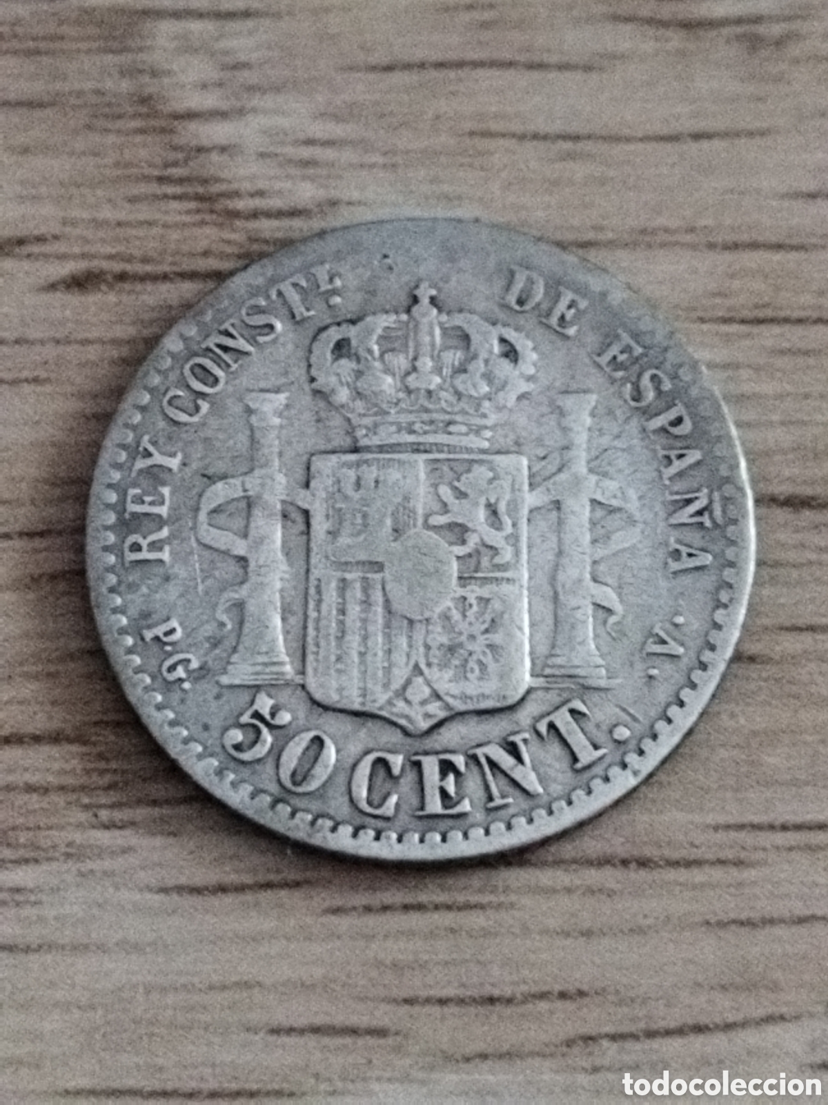 Monedas de Espa&ntilde;a: Espa&ntilde;a escasa moneda de plata de 50 c&eacute;ntimos de 1894 km#703