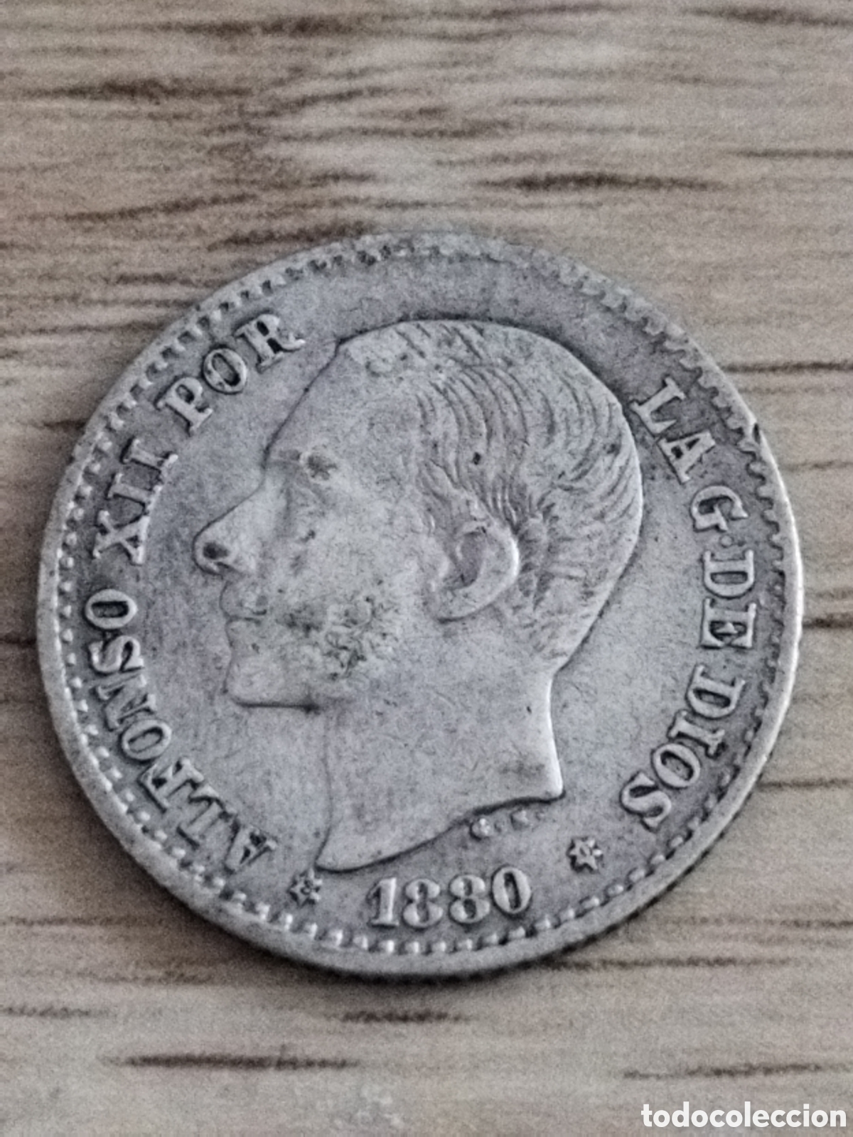 Monedas de Espa&ntilde;a: Espa&ntilde;a moneda de plata de 50 c&eacute;ntimos de 1880 estrellas 8-0 km#685