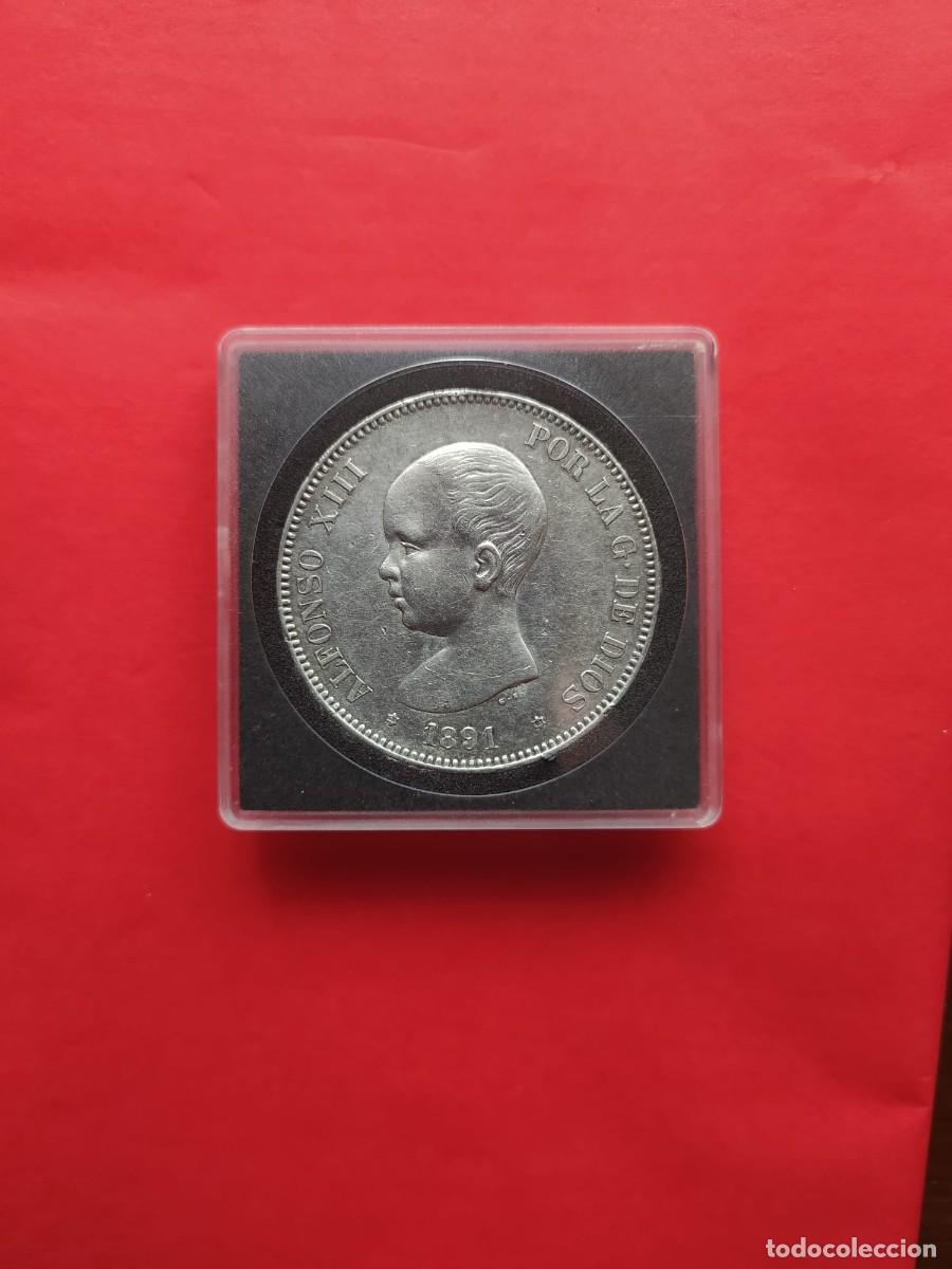 Monedas de Espa&ntilde;a: DURO DE PLATA DE ALFONSO XIII, 1891ESTRELLAS VISIBLES 18/91