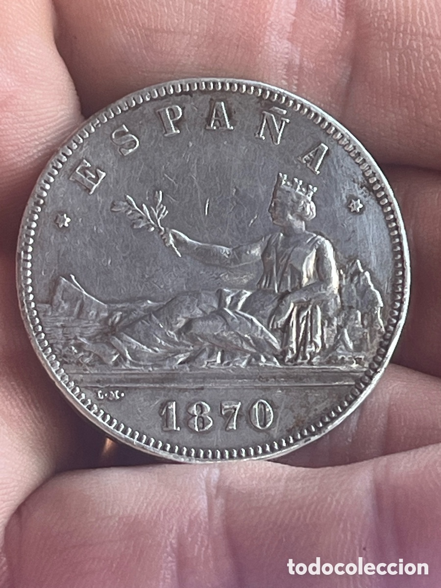 Monedas de Espa&ntilde;a: MONEDA PLATA 5 PTAS 1870 18-70 MUY BUEN ESTADO