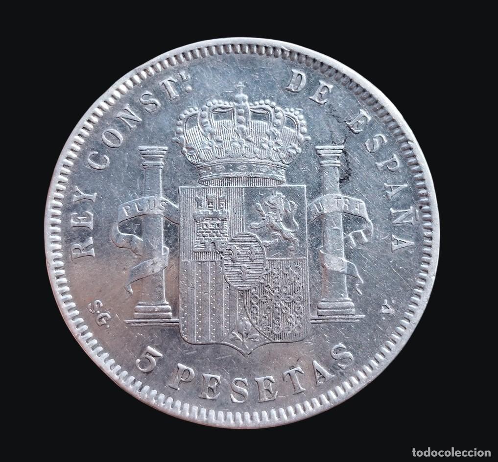 Monedas de Espa&ntilde;a: 5 pesetas 1898 Alfonso XIII . PLATA fechas en Estrellas visibles .