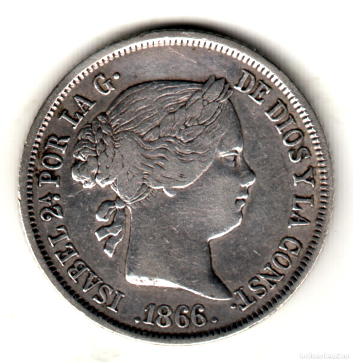 Monedas de Espa&ntilde;a: ESPA&Ntilde;A 40 centimos de escudo plata 1866 Madrid - Reina Isabel II