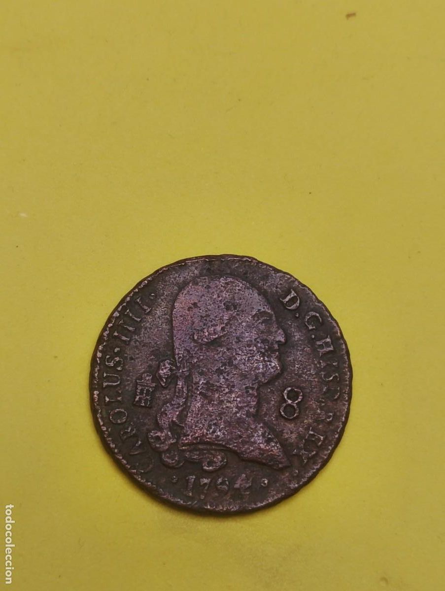 Monedas de Espa&ntilde;a: Moneda Carlos iv 1794 8 maraved&iacute;s Segovia