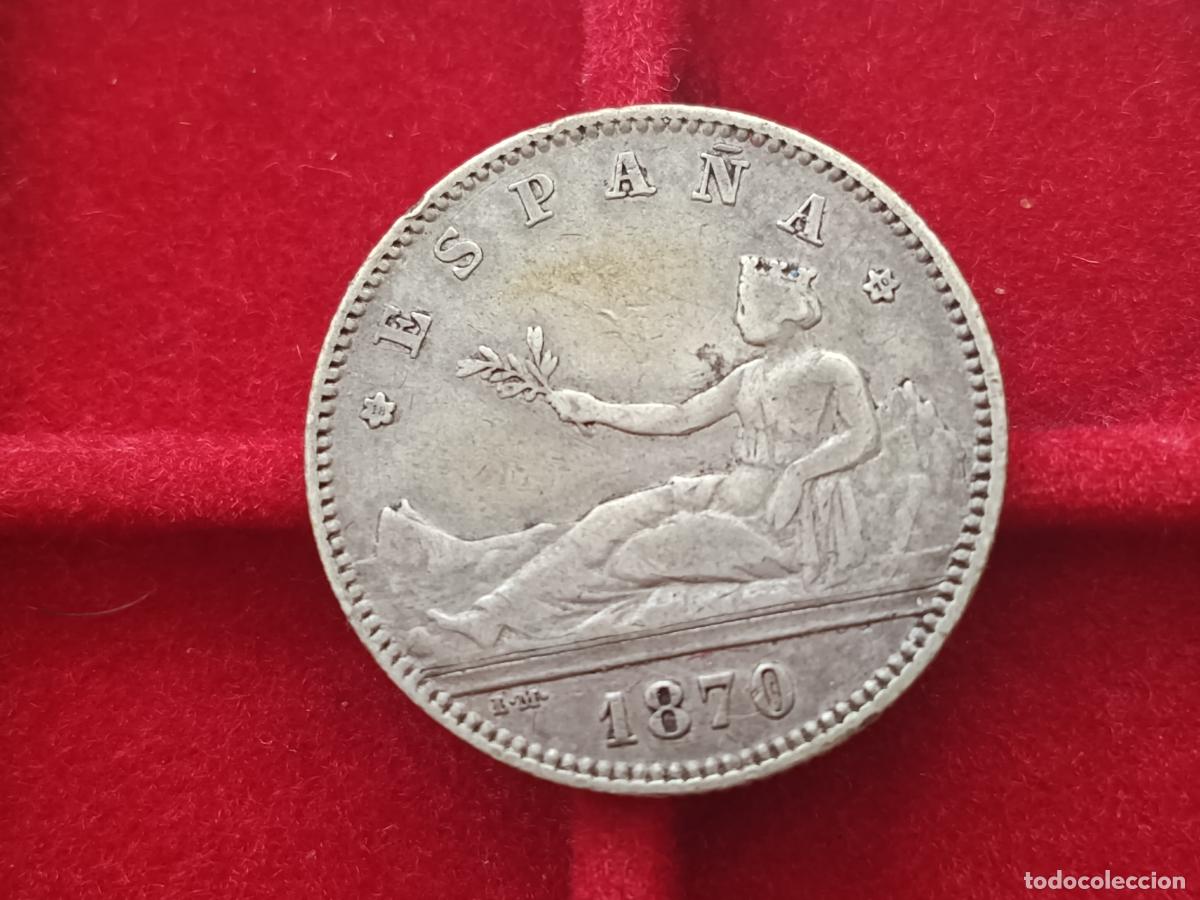 Monedas de Espa&ntilde;a: Una peseta de plata de 1870 estrellas bien visibles 18 70