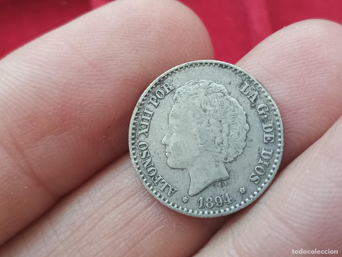 Monedas de Espa&ntilde;a: 50 c&eacute;ntimos de plata de 1894. Estrellas visibles