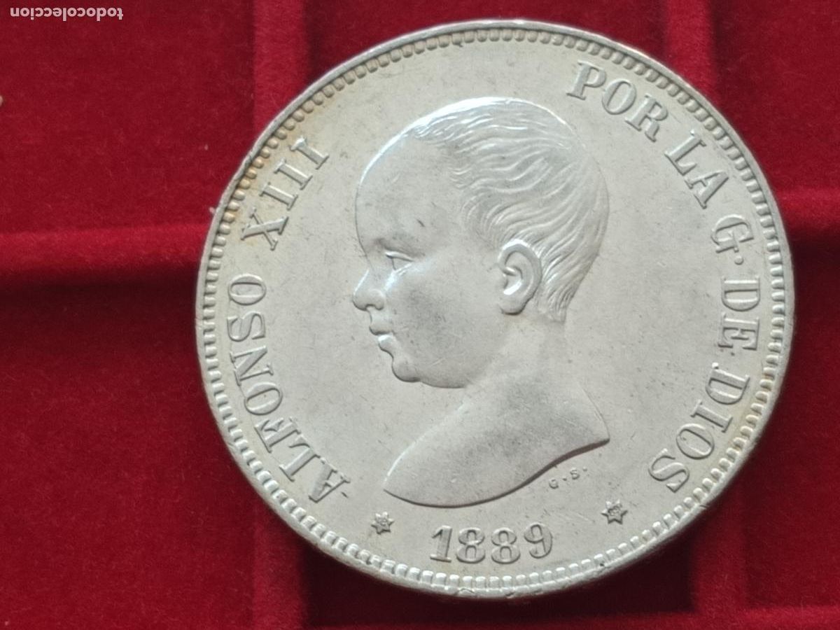 Monedas de Espa&ntilde;a: Excelente duro de 5 pesetas de plata de 1889 Brillo original EBC+