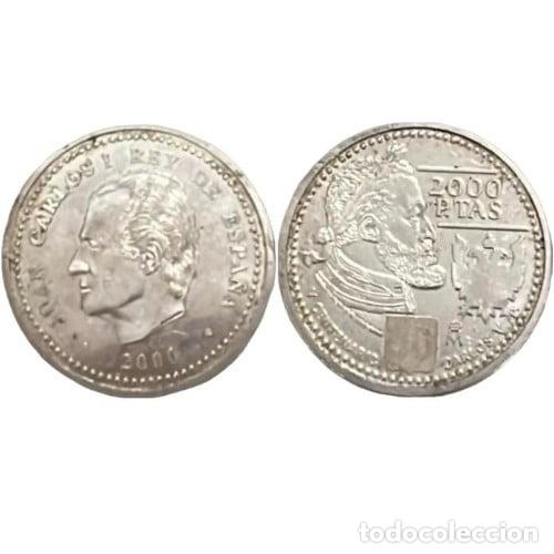 Coins of Spain: Moneda 2000 pesetas plata V Centenario nacimiento Carlos V de Espa&ntilde;a,
