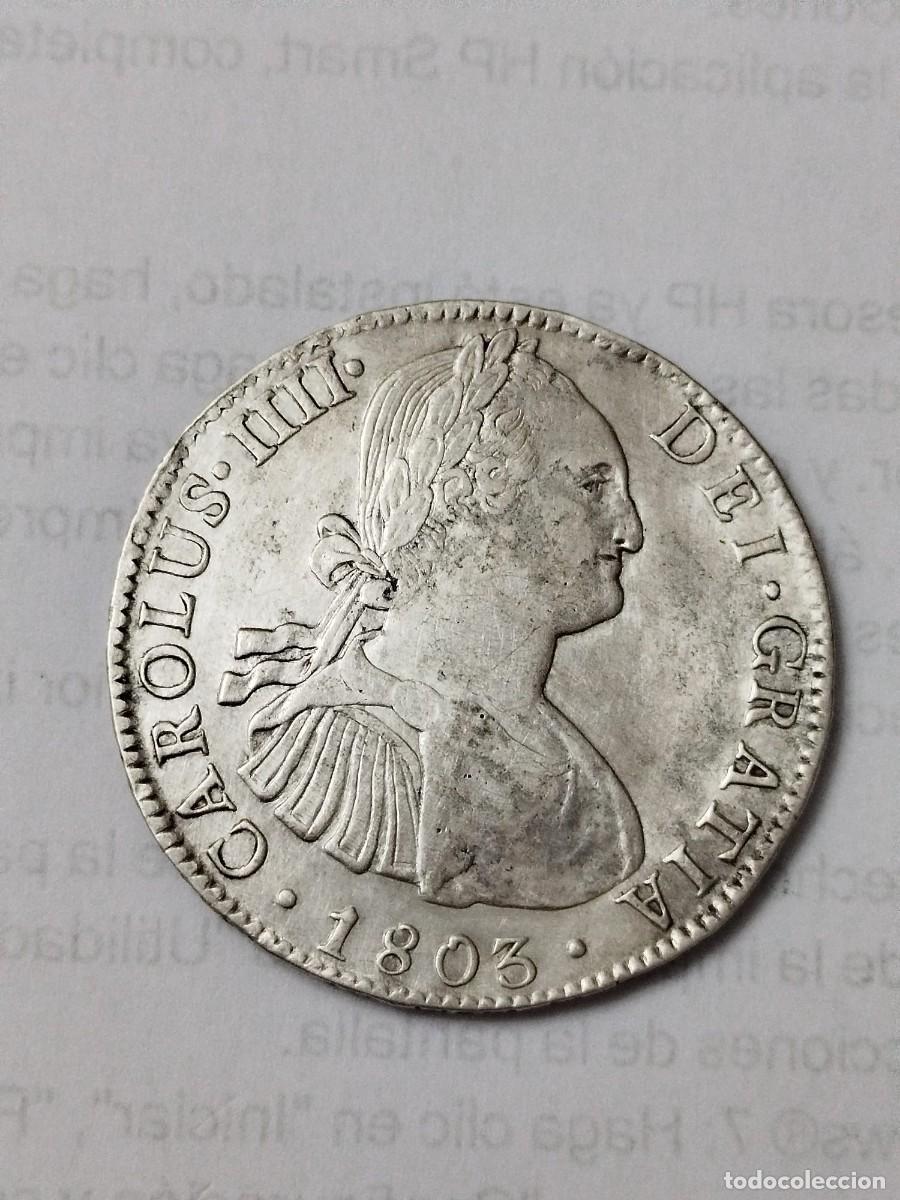 Monedas de Espa&ntilde;a: ESCASO 8 REALES PLATA, CARLOS IIII 1803, CECA DE MEXICO T.H.