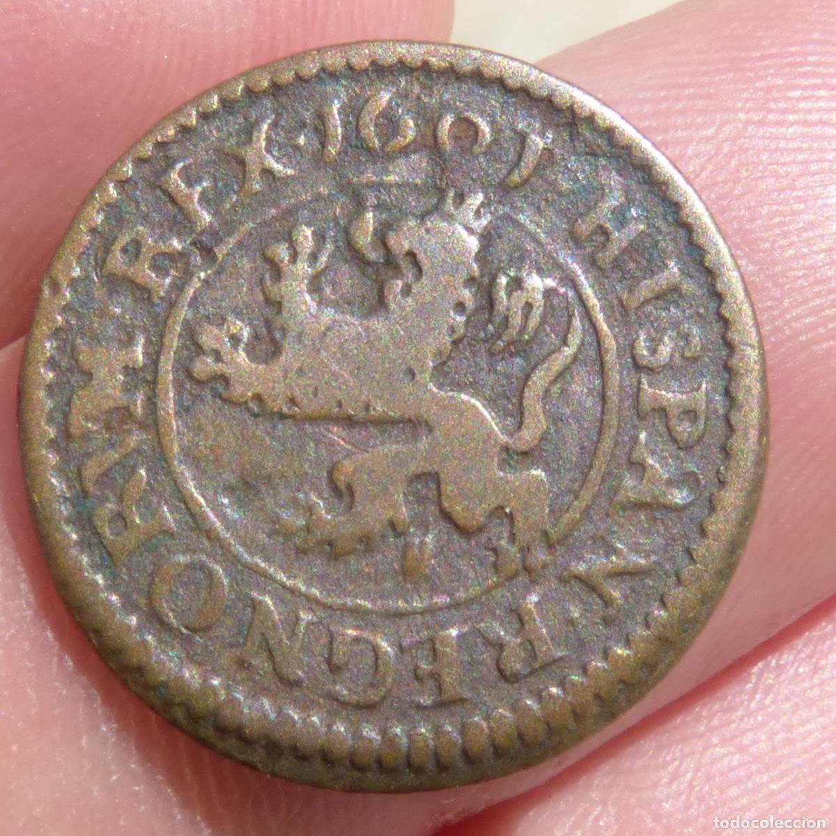 Monedas de Espa&ntilde;a: 2 maravedis, 1601, Cuenca, Felipe III, 2,82gr, 19,5mm.