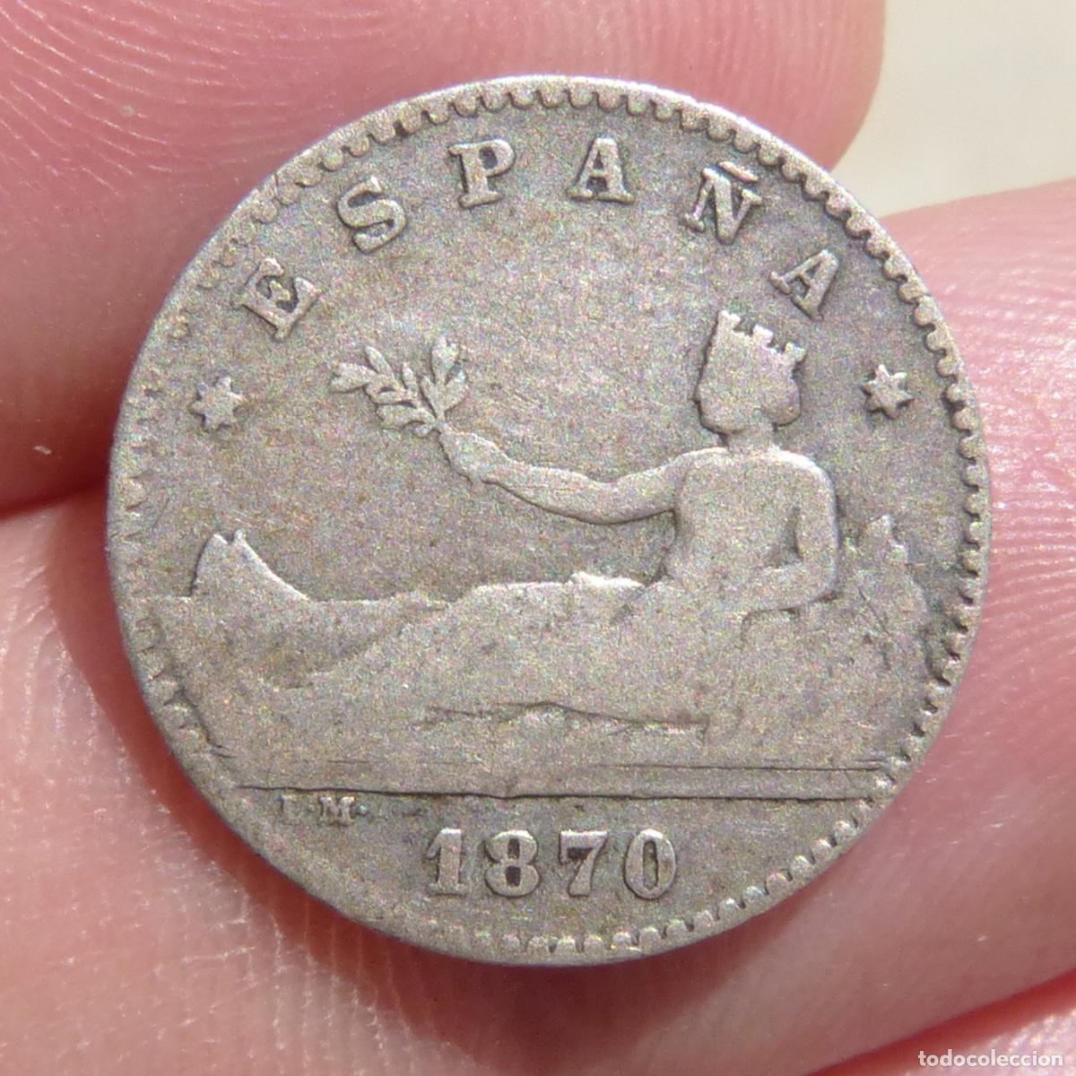 Monedas de Espa&ntilde;a: Espa&ntilde;a, 50 centimos 1870, 2,45gr.