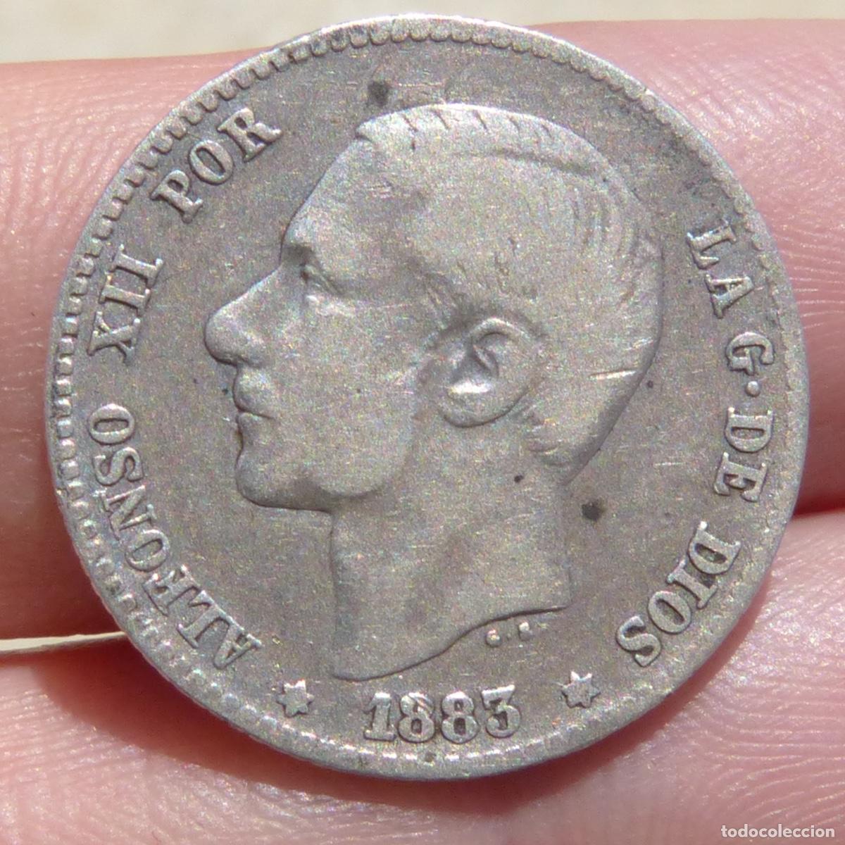 Monedas de Espa&ntilde;a: 1 peseta 1883, Alfonso XII, 4,86gr.