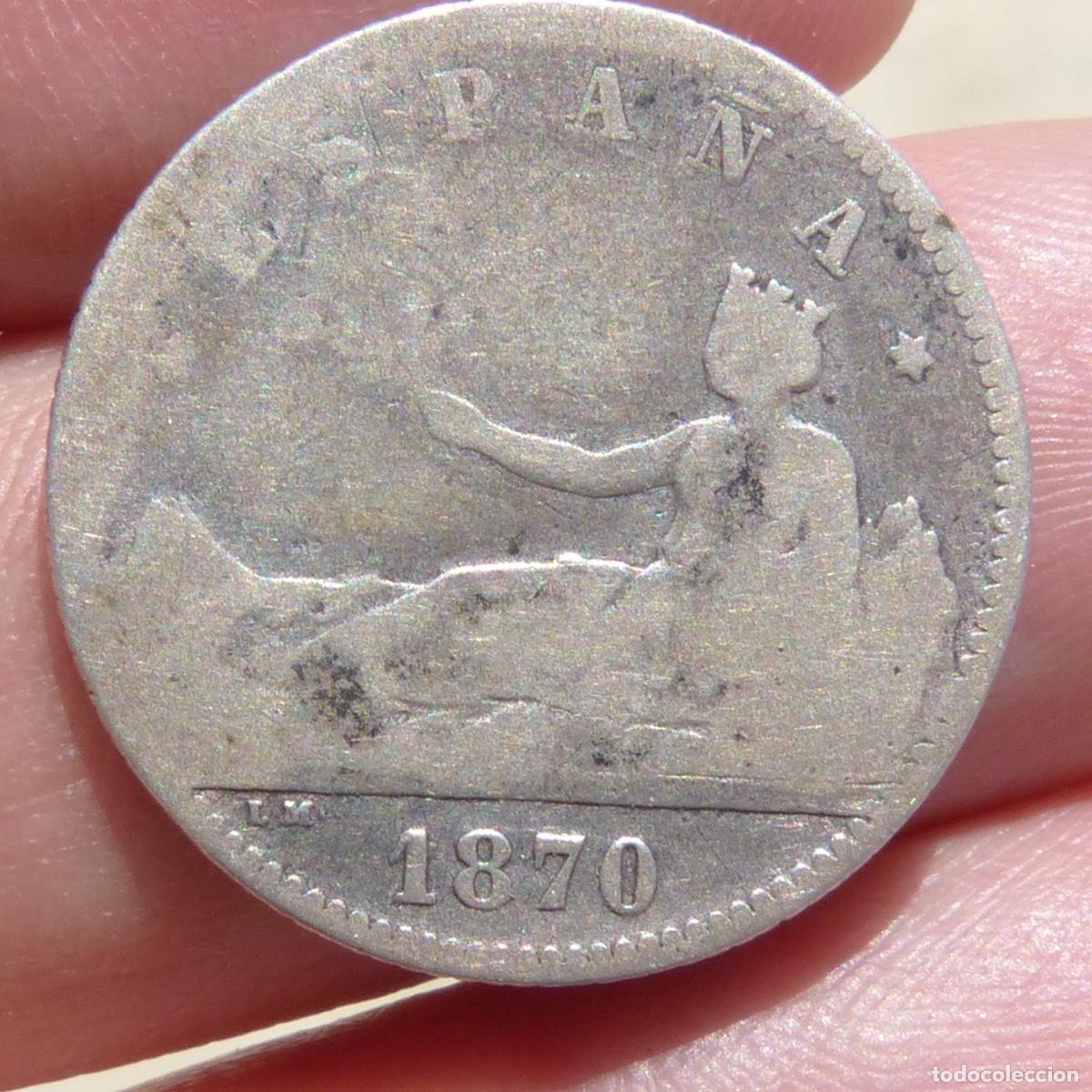 Monedas de Espa&ntilde;a: 1 peseta 1870, plata, 4,62gr.