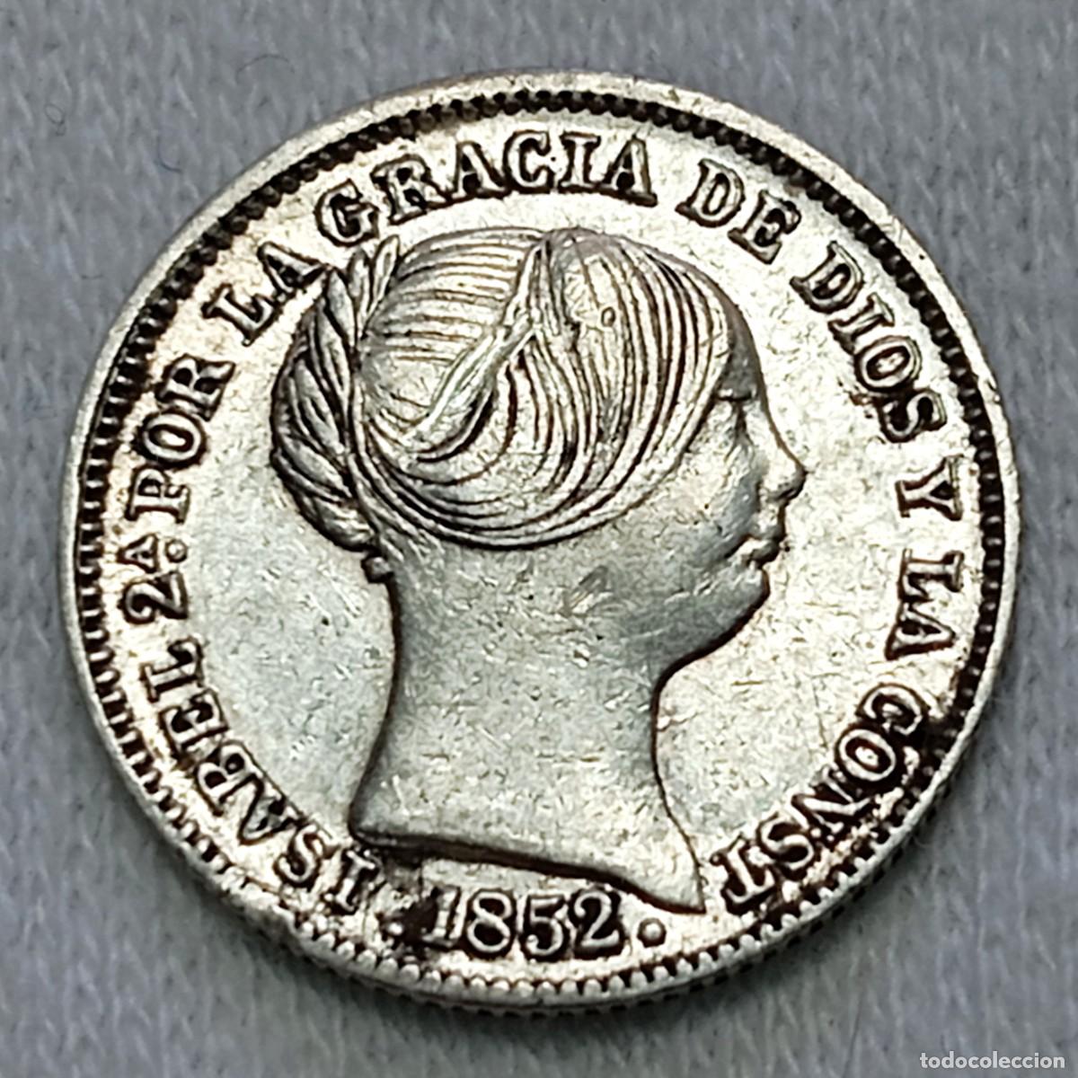 Monedas de Espa&ntilde;a: ⚜️ BBD6 6. Plata. Espa&ntilde;a. Isabel II. Madrid. 1 real 1852. 1,26 g