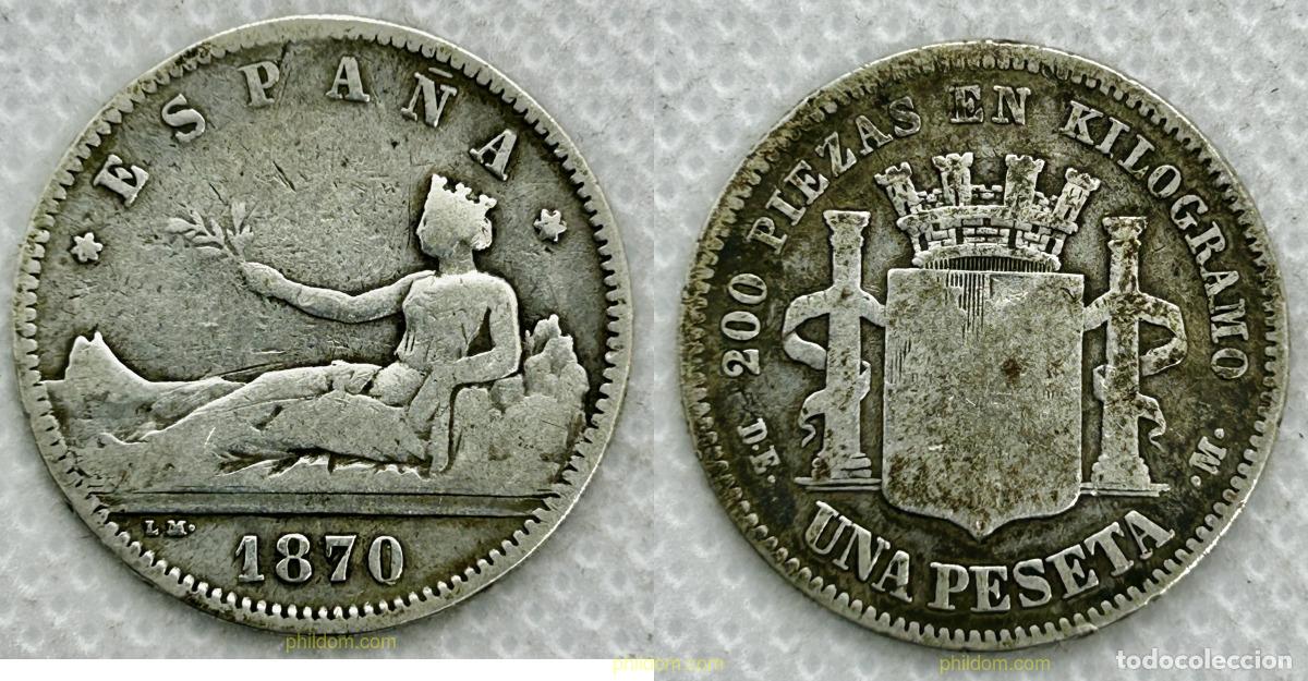 Monedas de Espa&ntilde;a: 3445 ESPA&Ntilde;A 1870 1 PESETA 1870 SN M
