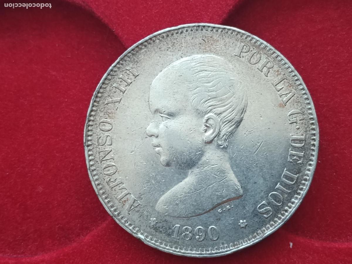 Monedas de Espa&ntilde;a: Duro original de 5 pesetas de plata de 1890 MBC+ estrellas muy bien