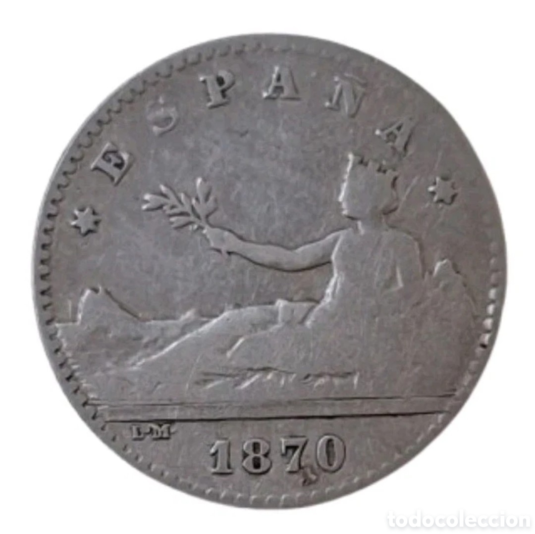Monedas de Espa&ntilde;a: ESPA&Ntilde;A. GOBIERNO PROVISIONAL. 50 CENTIMOS. 1870. SNM. *7-*. PRIMERA REPUBLICA.