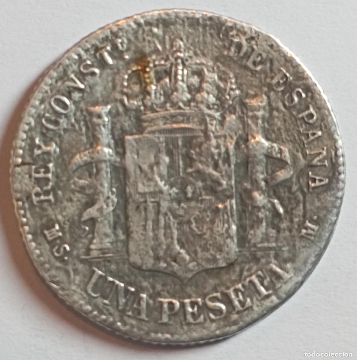 Monedas de Espa&ntilde;a: Moneda de Espa&ntilde;a 1 peseta Alfonso XII de 1885 de plata