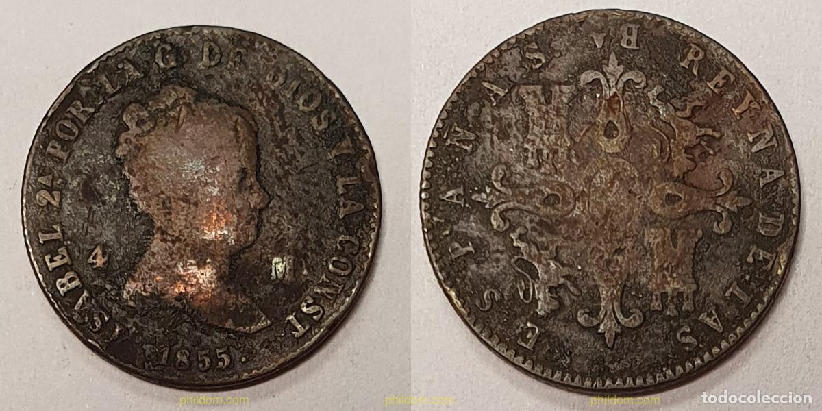 Monedas de Espa&ntilde;a: 567 ESPA&Ntilde;A 1855 ISABEL II. 1855 - 4 MADAVEDIS BARCELONA