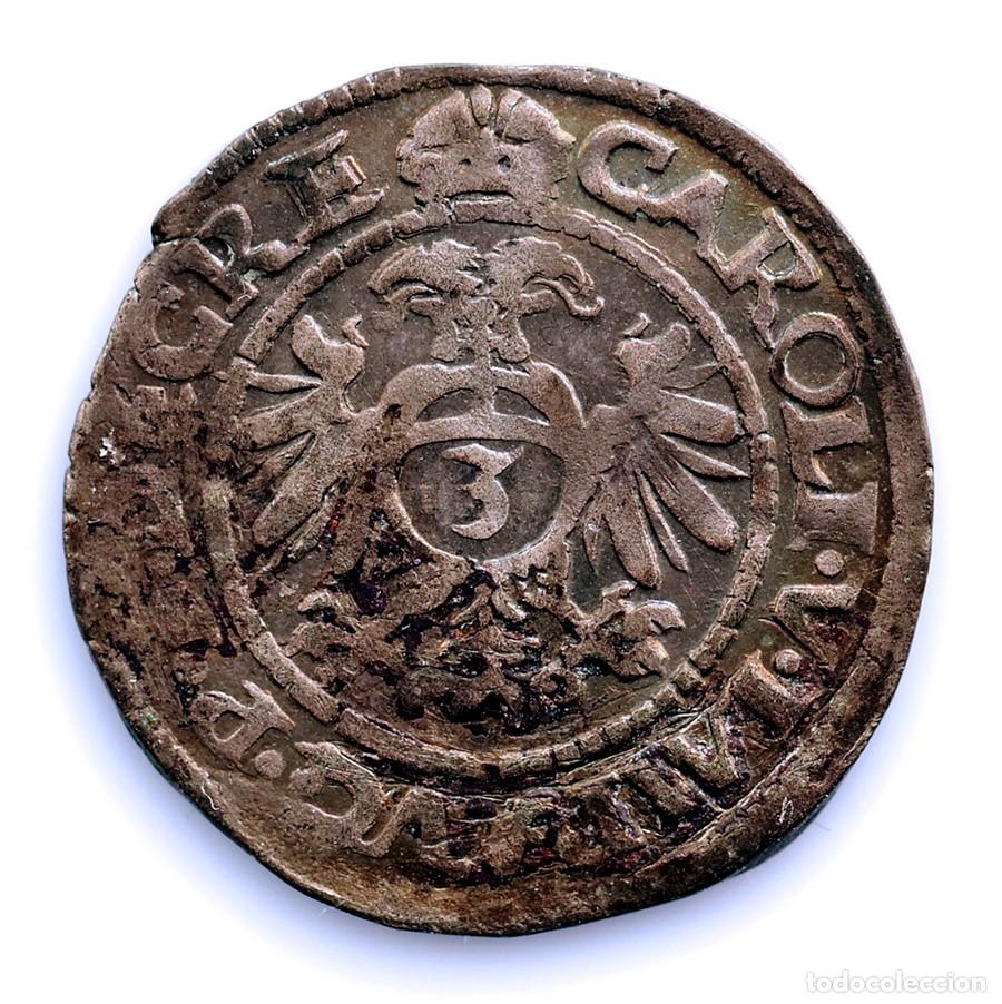Monedas de Espa&ntilde;a: SC-Imperio Espa&ntilde;ol-Carlos I &rdquo;El Emperador&rdquo; 3 Kreuzer 1554 Kempten. Plata 2,23 g.