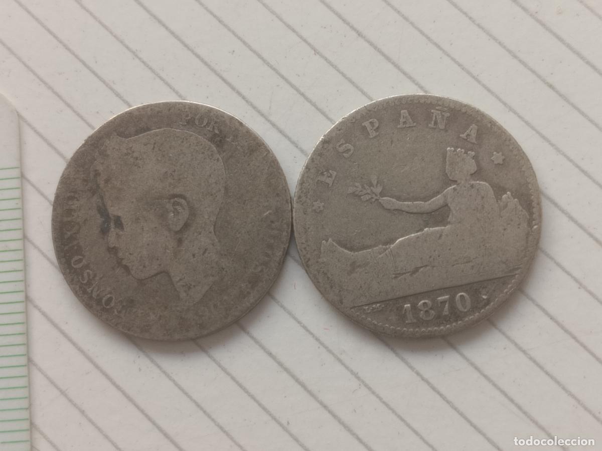 Monedas de Espa&ntilde;a: 2 monedas de 1 peseta de plata