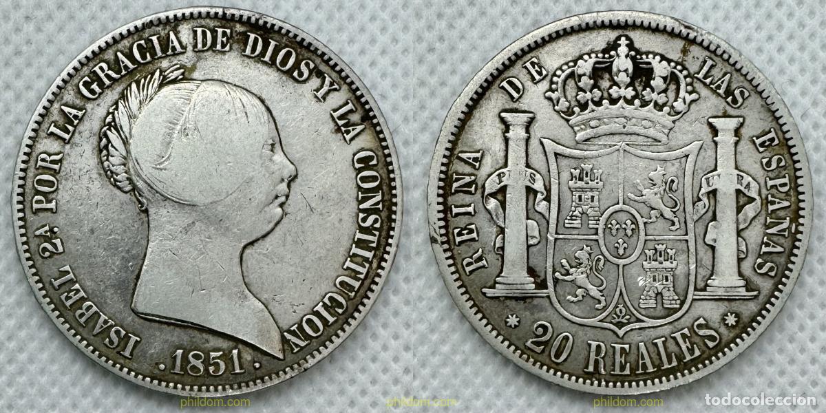 Monedas de Espa&ntilde;a: 3908 ESPA&Ntilde;A 1851 ISABEL II 20 REALES 1851 SEVILLA