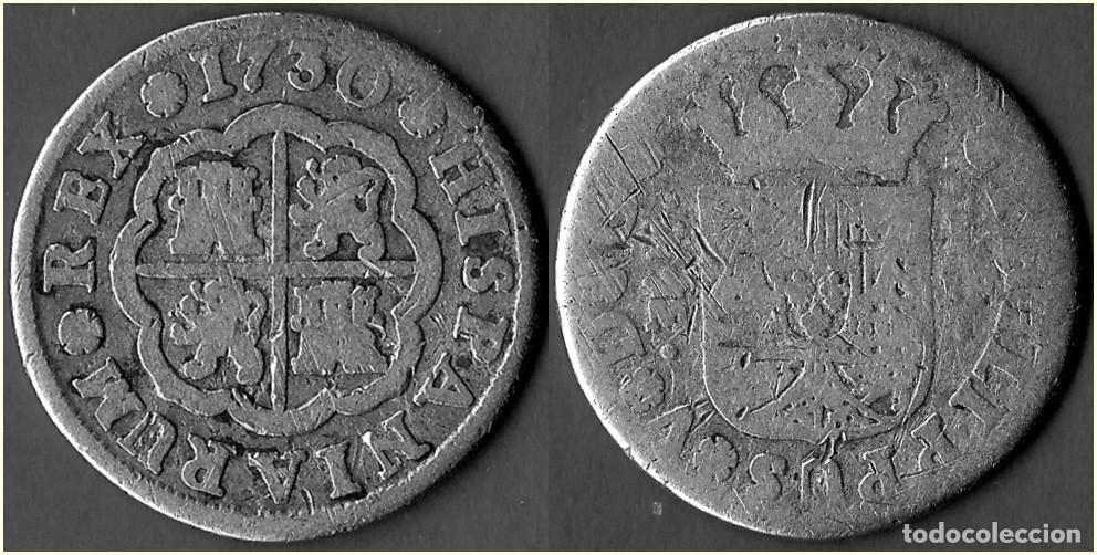 Monedas de Espa&ntilde;a: 1730 - ESPA&Ntilde;A - REINADO FELIPE V - 1 REAL - KM # 298 - CECA M MADRID - PLATA
